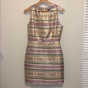 Gold & pastel cocktail dress